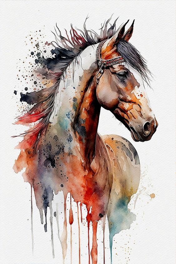 نقاشی اسب با آبرنگ